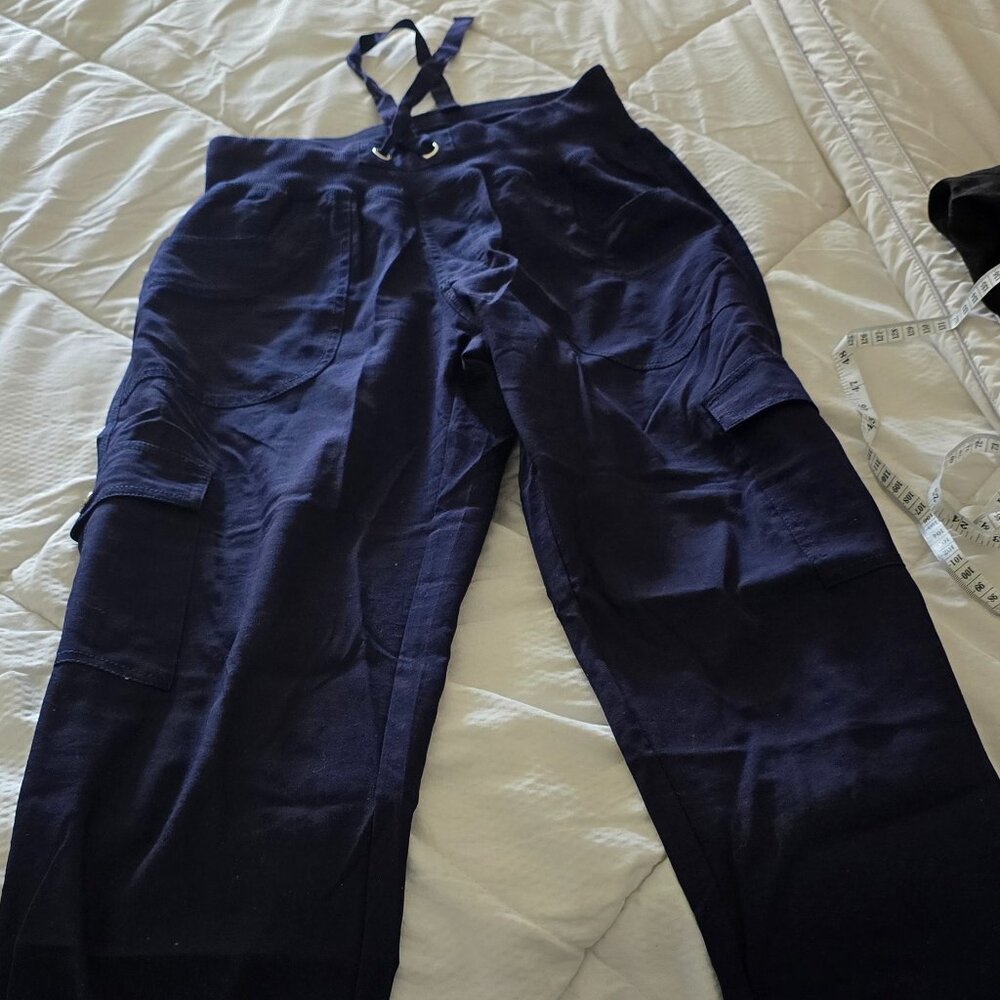 Cargo Pants Joggers Womens S Navy Cargo Elastic Drawstring Pockets